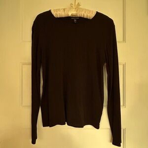 Black Eileen Fisher washable silk long-sleeve top M
